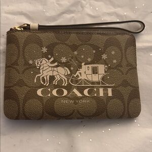 Coach Signature Brown Wristlet